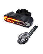 OPlace alarm bike tail light with mount and wireless remote on white