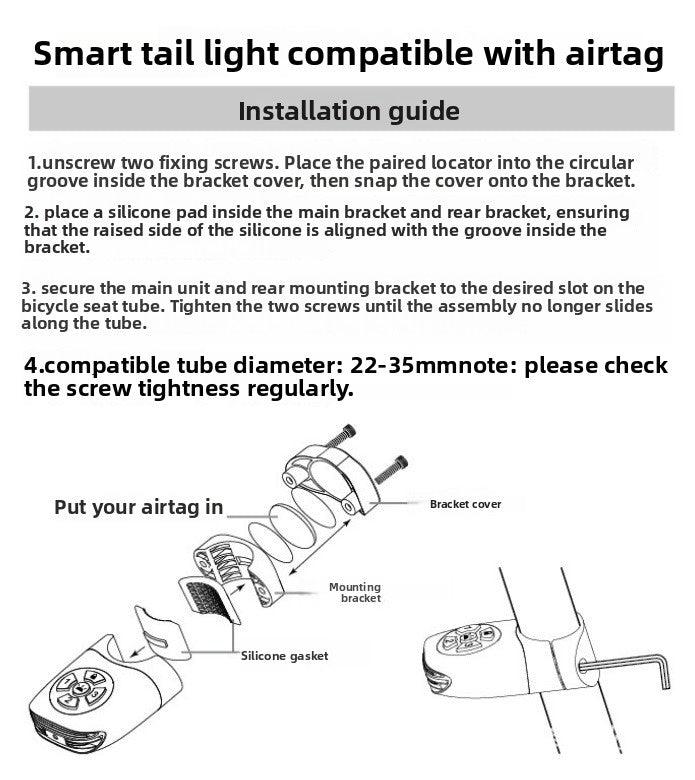 Bike Tail Light Alarm + Find My Tracker (Included) — Brake Sensor, 105dB, USB - C, IP65 - OPlace