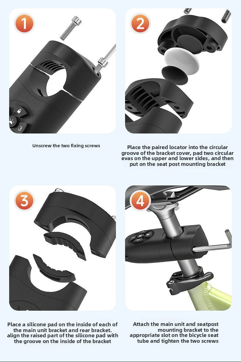 Bike Tail Light Alarm + Find My Tracker (Included) — Brake Sensor, 105dB, USB - C, IP65 - OPlace