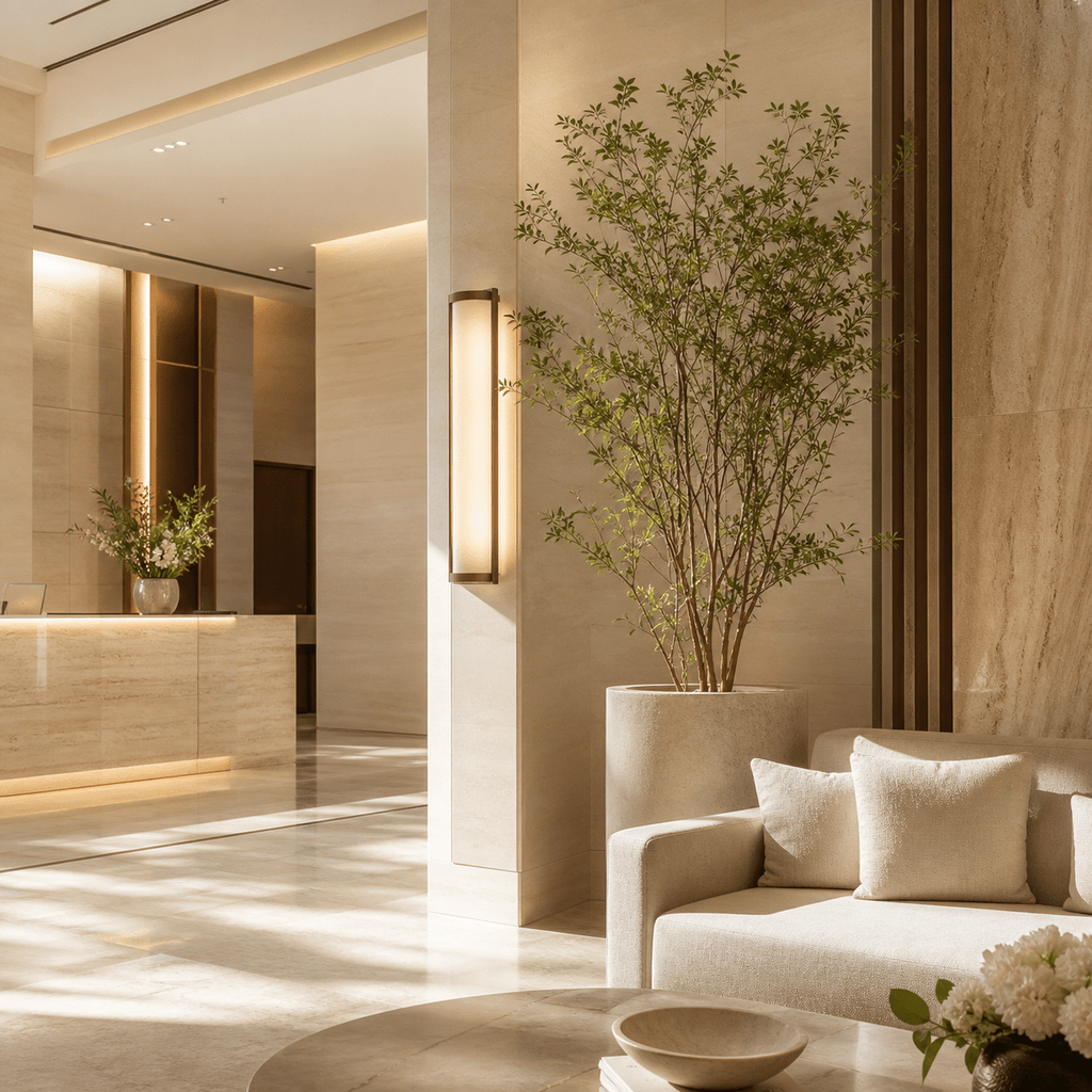 Hotel lobby interior representing the Hilton fragrance option