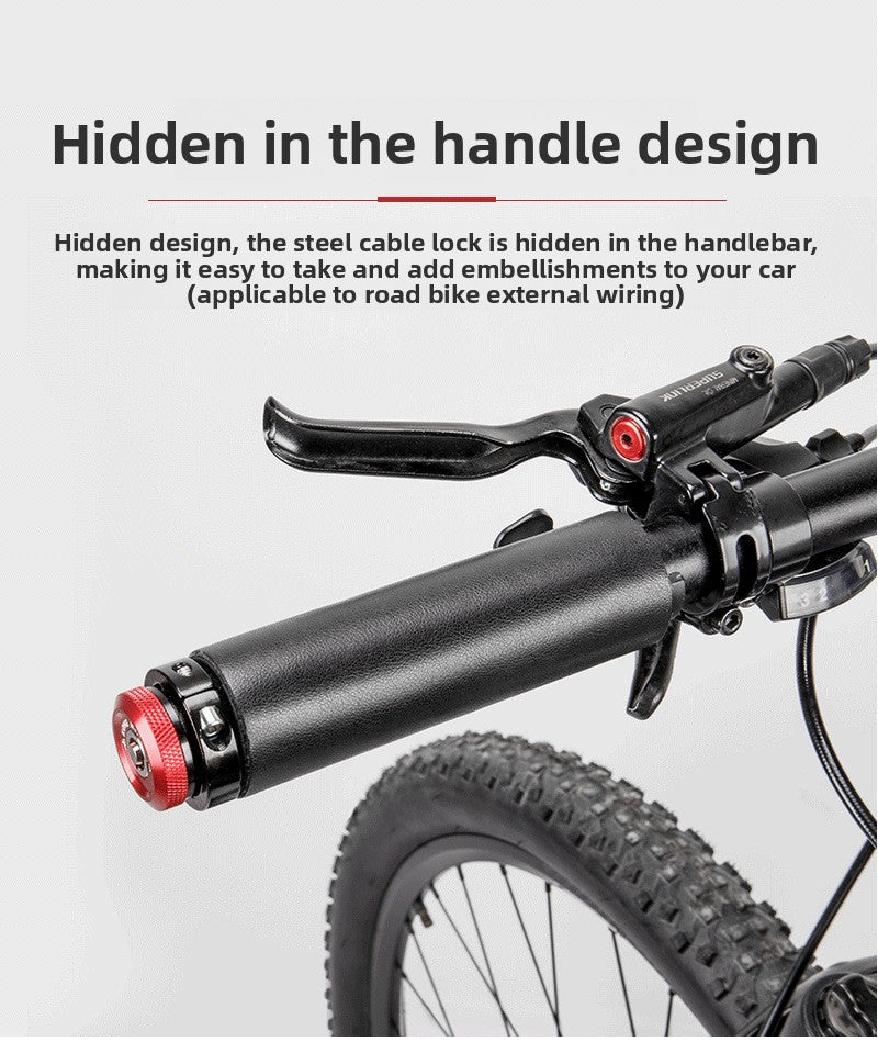 Hidden Handlebar Cable Lock for Bicycles | Lightweight Aluminum Bar - End Bike Lock - OPlace