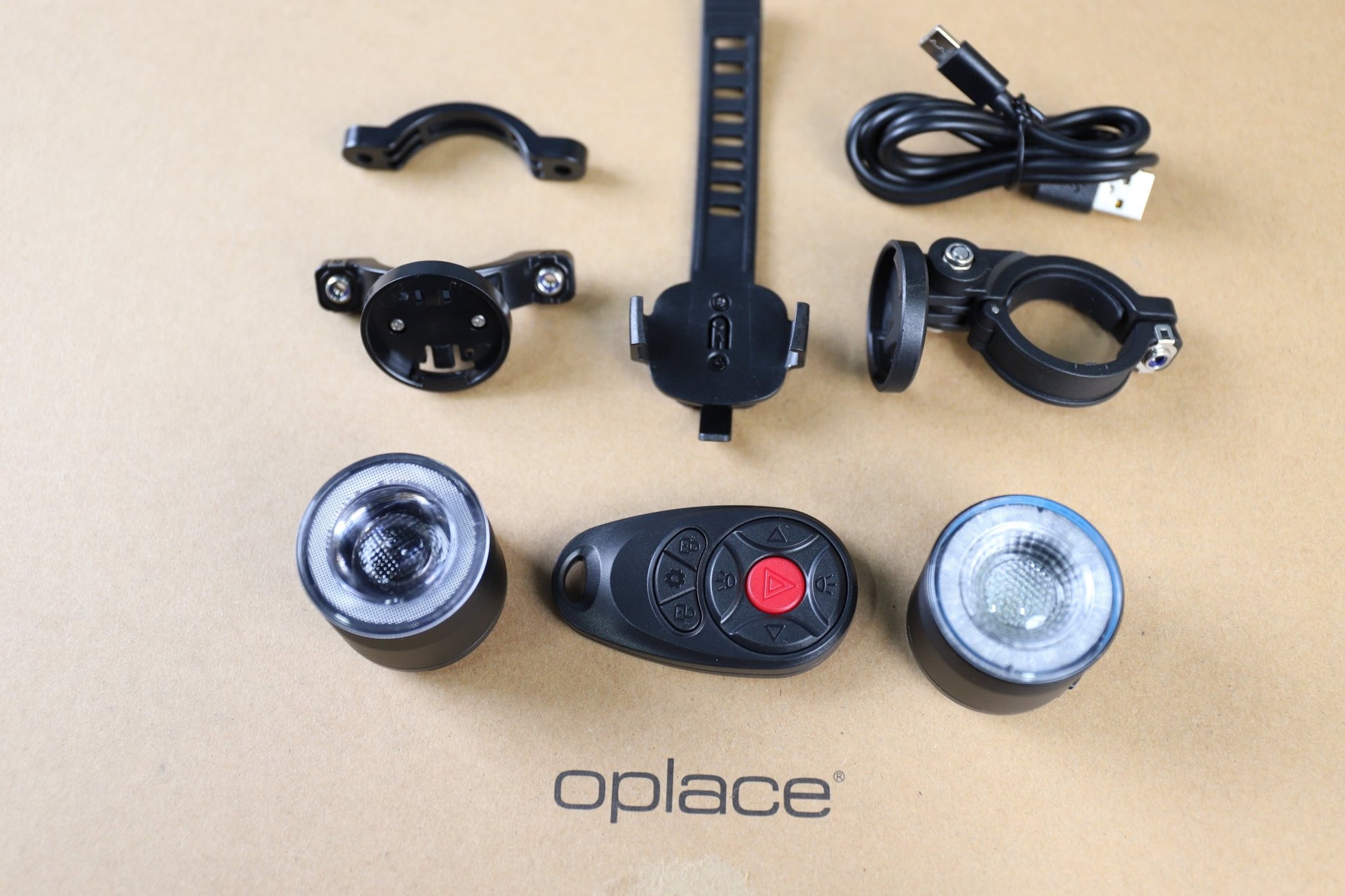 RGB Halo Smart Bike Light Series - Wireless Remote, USB-C Rechargeable, Aluminum Alloy (Variants: Rear Light Only / 2-in-1 Front & Rear Set) - OPlace