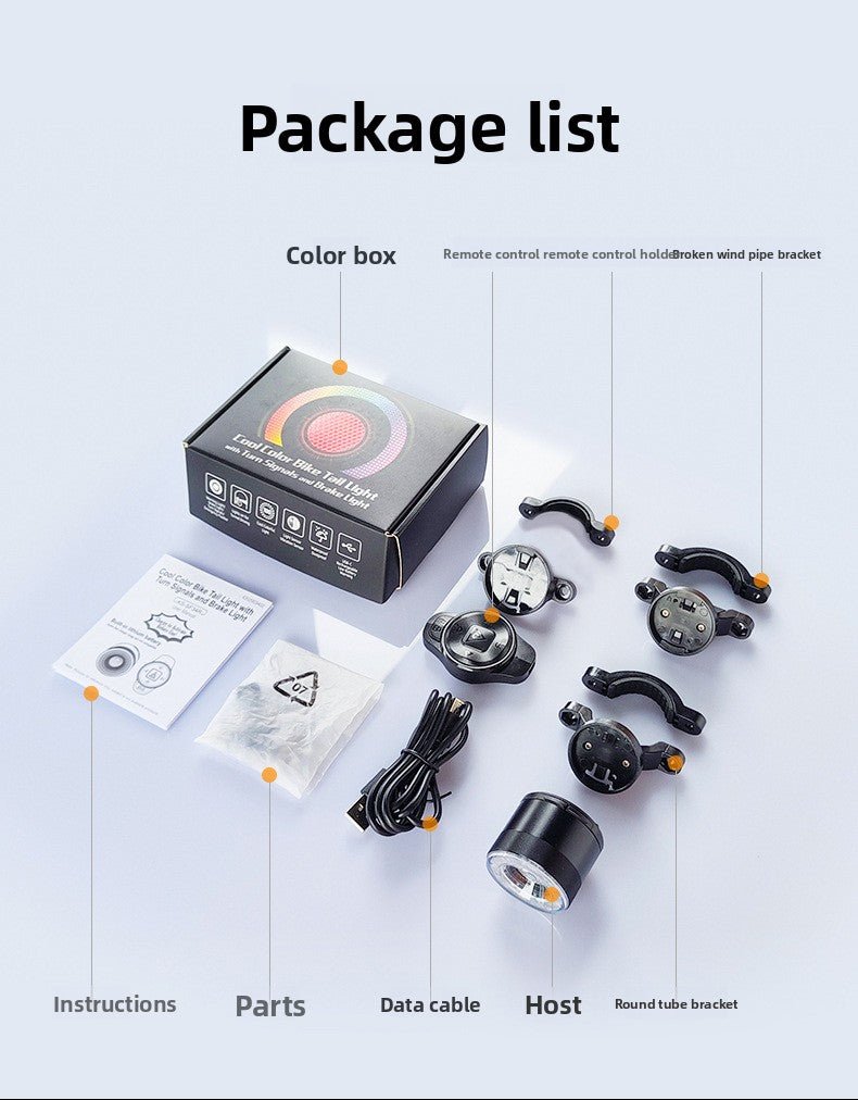 RGB Ring Bike Tail Light with Remote – USB - C Rechargeable Aluminum Alloy Rear Light for E - Bikes & Bicycles - OPlace