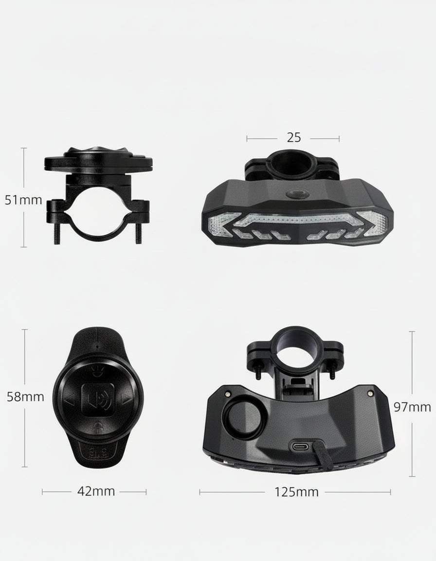 Smart Brake - Sensing Bike Tail Light with 110 dB Alarm | USB Rechargeable Rear Light - OPlace